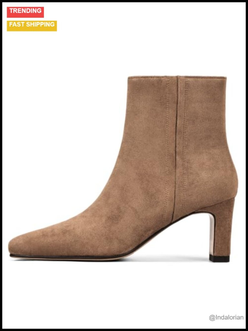 Faux Suede Pointed Toe Ankle Boots Chunky Block Heel